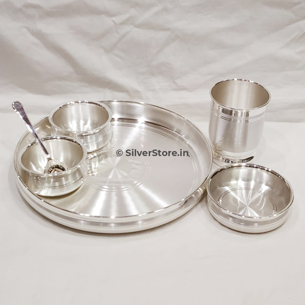 999 Pure Silver Dinner Set Thali Set Ashapura Pattern with BIS Hallmark SilverStore.in