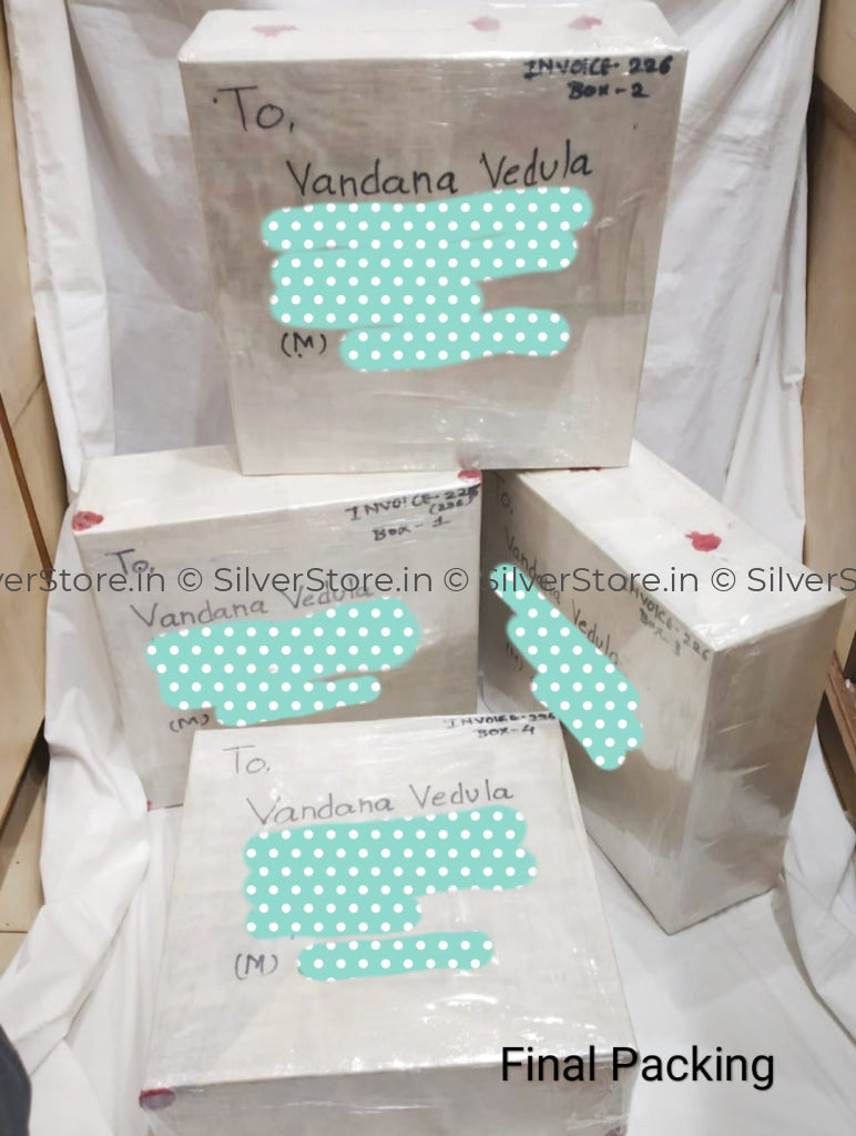 999 Pure Silver Dinner Set / Thali - Ashapura Pattern With Bis Hallmark Silver Dinner Set