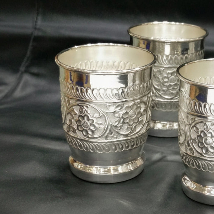 999 Pure Silver Naksi Glass - 990 Bis Hallmarked