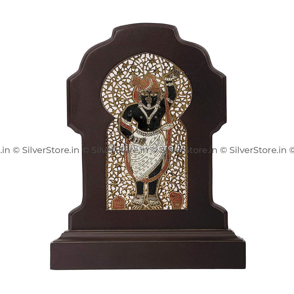 Gold Plated Engraved Shrinathji In Wooden Frames