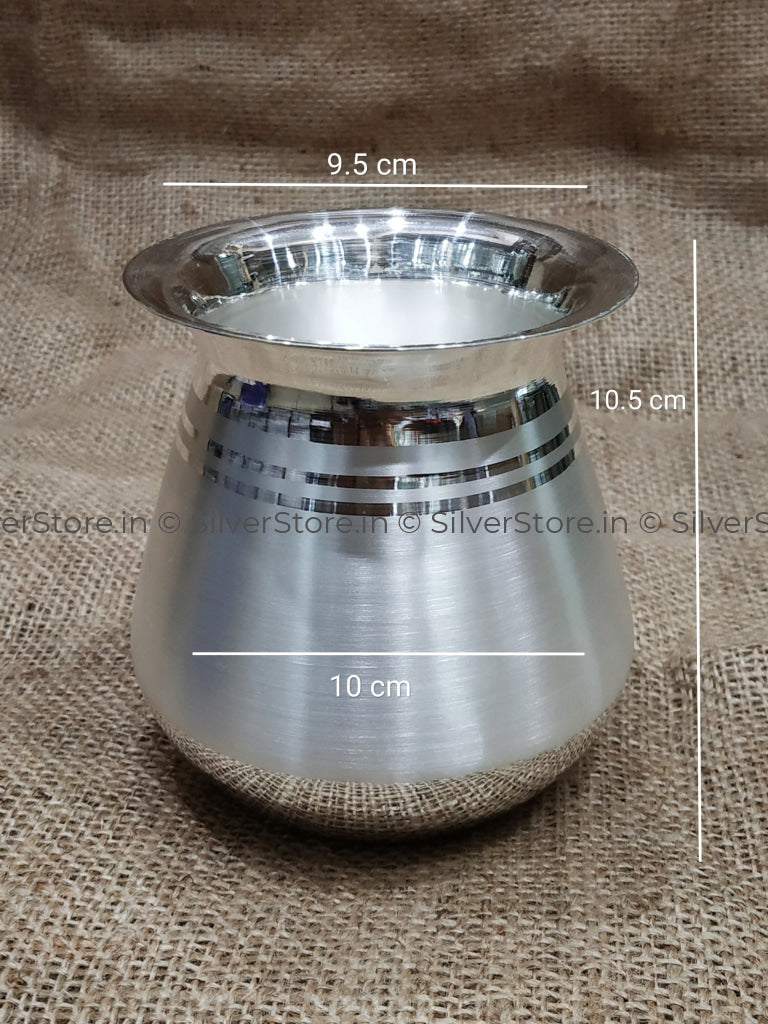 Pure Silver Lota With 990 Bis Hallmark Glass