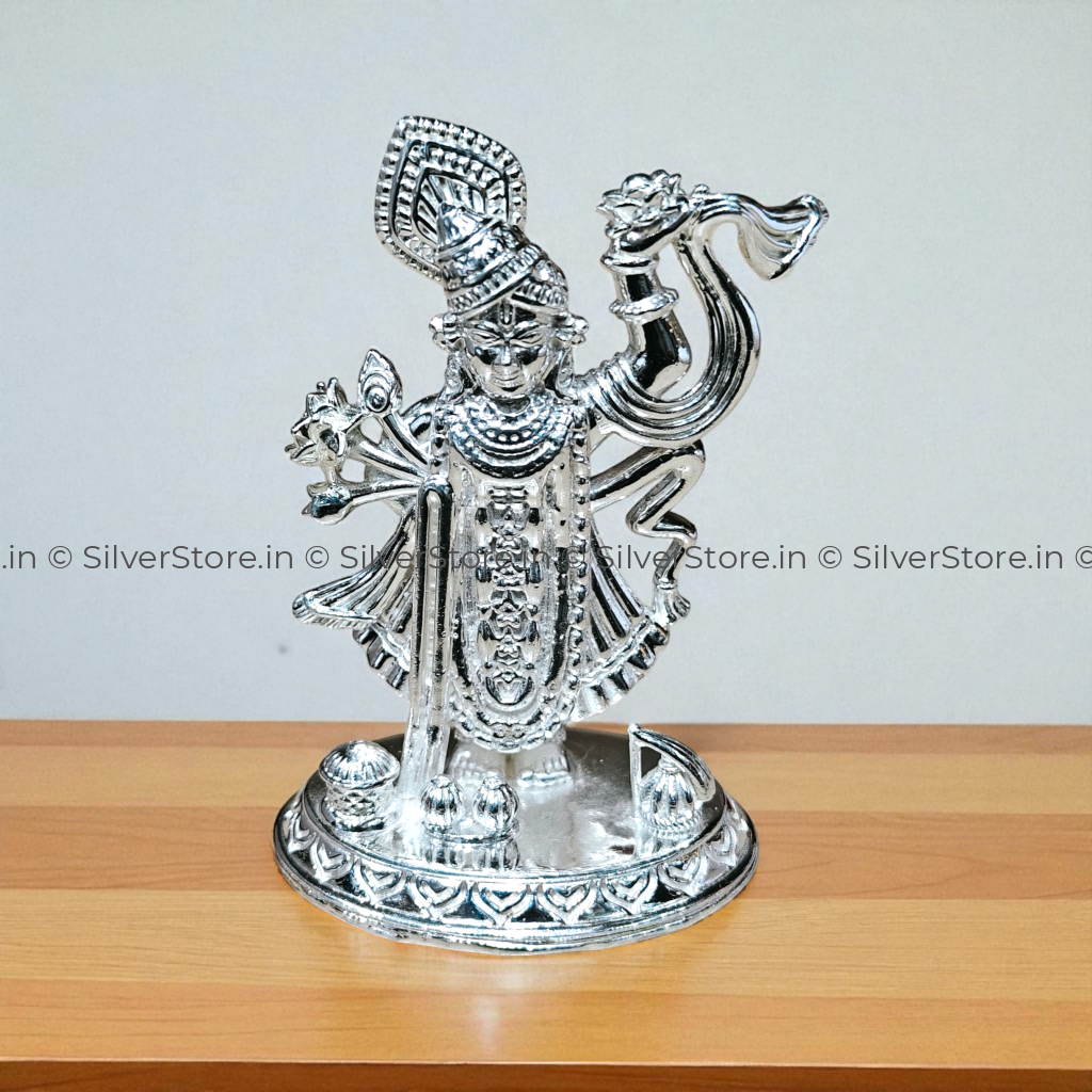 Pure Silver Srinathji Idol solid silver idol 925 Silver Bis Hallmark 3’’ Inch Height Silver Idol