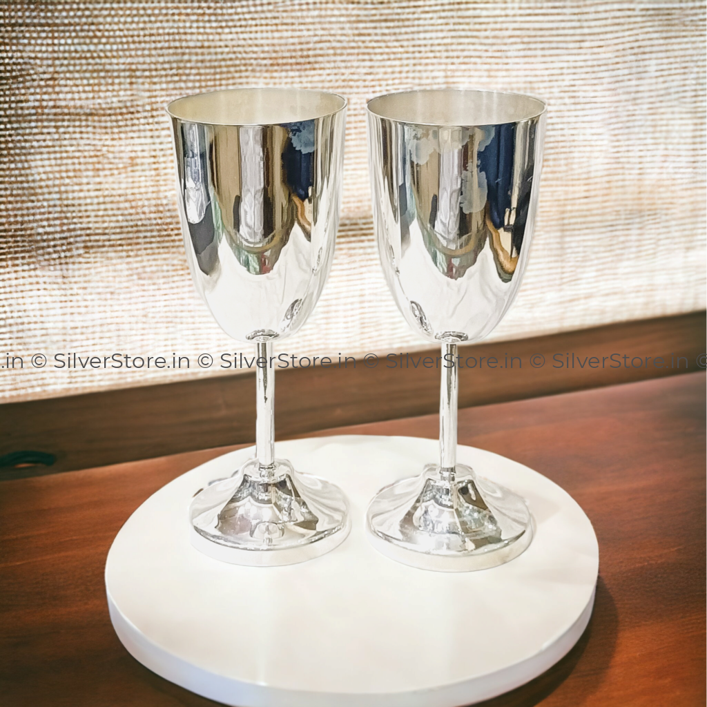 Pure Silver Wine Glass - 925 Bis Hallmarked (Pack Of 2Pc)