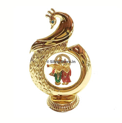 Radha Krishna Gold Plated Peacock Shape For Car Dashboard Return Gift