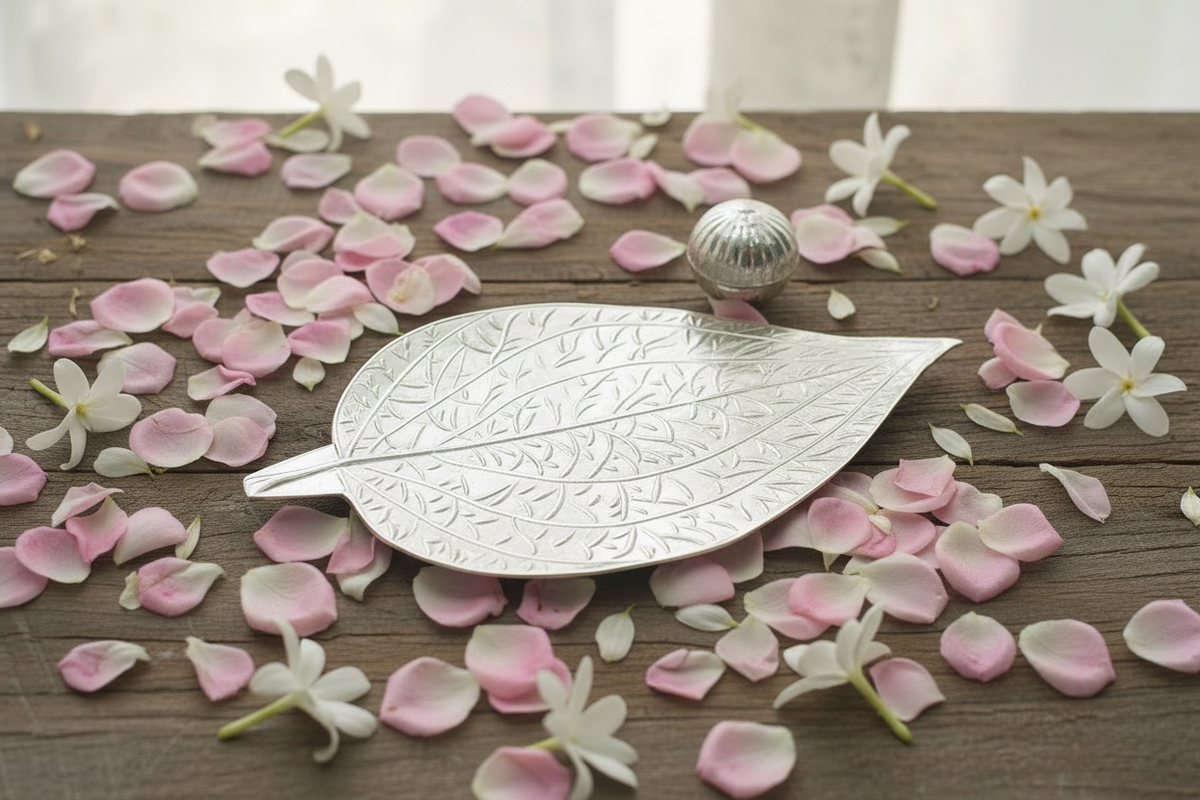 Silver Pan & silver supari set - silver leaf - silver nuts pack of 2 pcs