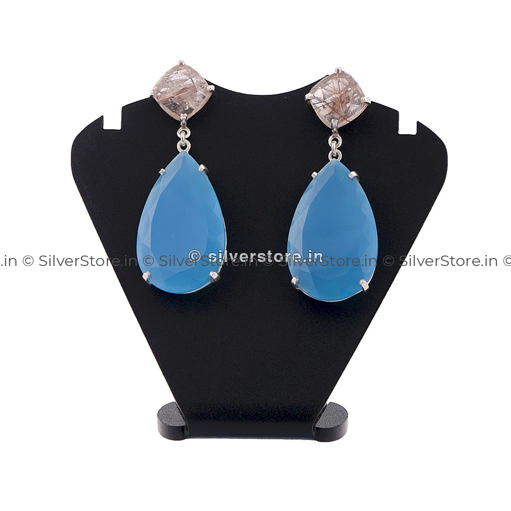 Silver Earing Beautiful Blue Goddess