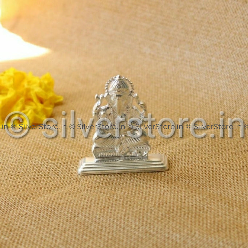Silver Ganesha Idol - Small Size Idol