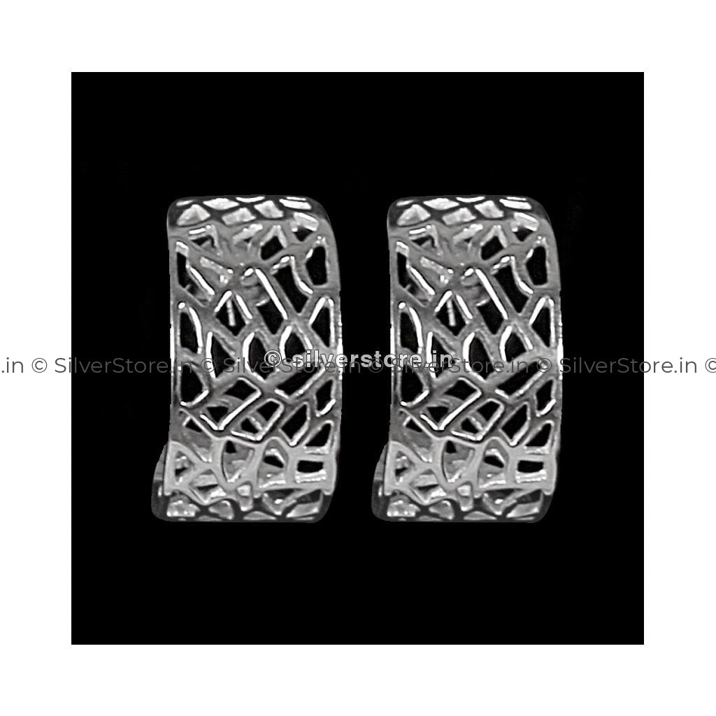 Silver Jali Hoop Earing