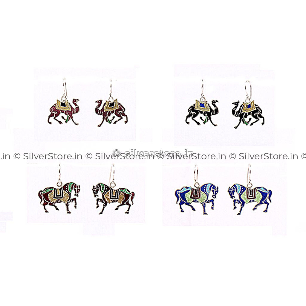 Silver Meenakari Earing