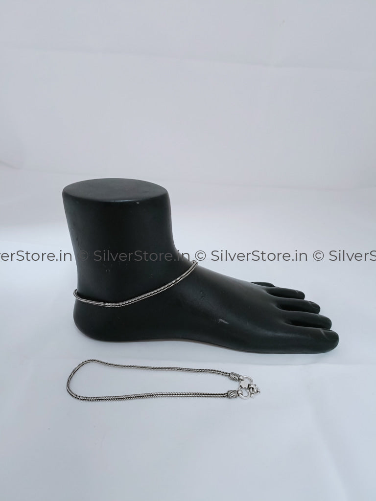 Silver Payal / Anklet - 925 Foxtrail Chain Pattern An-10
