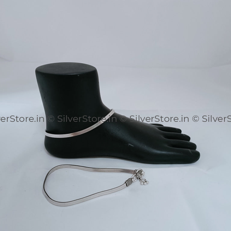 Silver Payal / Anklet - 925 -Sleek Pattern An-1