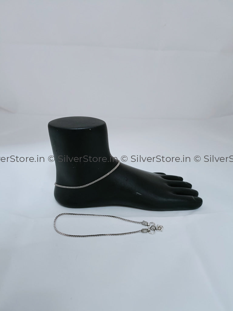 Silver Payal / Anklet - 925 Tile Pattern An-15