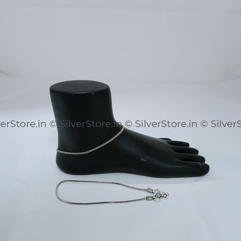Silver Payal / Anklet - 925 Tile Pattern An-15
