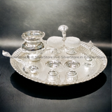 Silver Pooja Thali Set - 925 9 Size Pack Of 7 Silver Pooja Thali