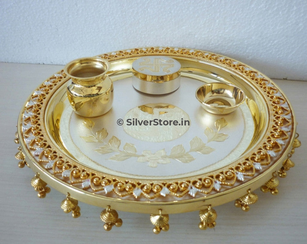 Buy 925 BIS Hallmarked Pure Silver Decorative Puja Thali / Pooja