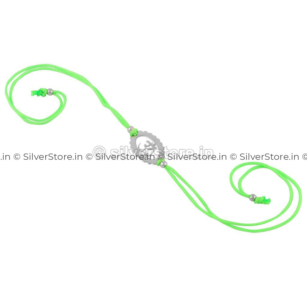 Silver Rakhi For Brother - Om Pattern R16