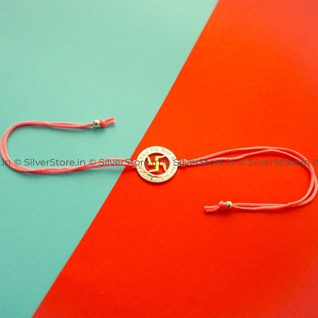 Silver Rakhi For Brother - Swastik Pattern R5