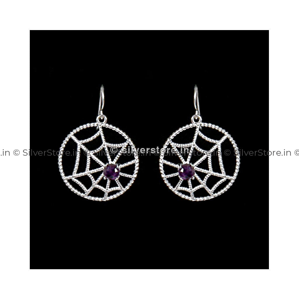 Silver Round Web Earing