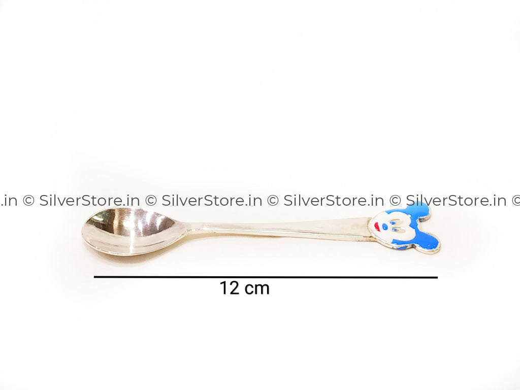 Silver Spoon For Baby - 925 Silver Blue Mickey Baby Gifts