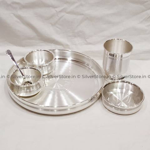 10’’ size - 999 Pure Silver Dinner Set / Thali Set - Ashapura Pattern With BIS Hallmark silver dinner set