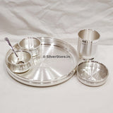 10" size - 999 Pure Silver Dinner Set / Thali Set - Ashapura Pattern With BIS Hallmark