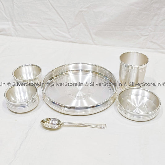 8’’ Size - 999 Pure Silver Dinner Set / Thali Ashapura Pattern With Bis Hallmark Silver Dinner Set