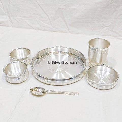 8’’ Size - 999 Pure Silver Dinner Set / Thali Ashapura Pattern With Bis Hallmark Silver Dinner Set