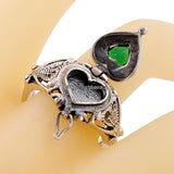 925 Antique Silver Ring With Open-Able Heart Shaped Box