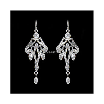 925 Antique White Silver Earrings Earing