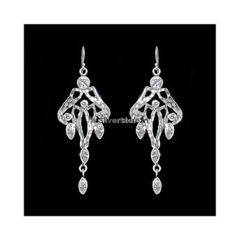 925 Antique White Silver Earrings Earing