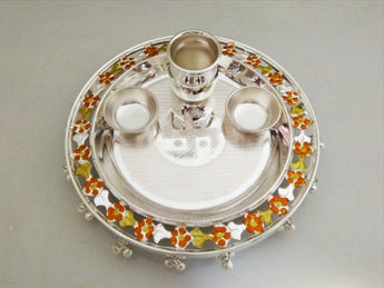 925 Bis Hallmarked - Swastika Pattern Pooja Thali 6 Diameter Size.