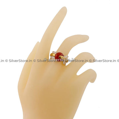 925 Designer Red Stone Silver Ring