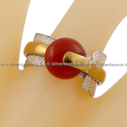 925 Designer Red Stone Silver Ring