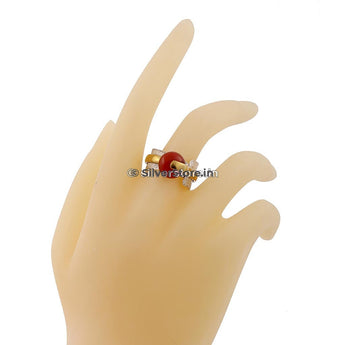 925 Designer Red Stone Silver Ring