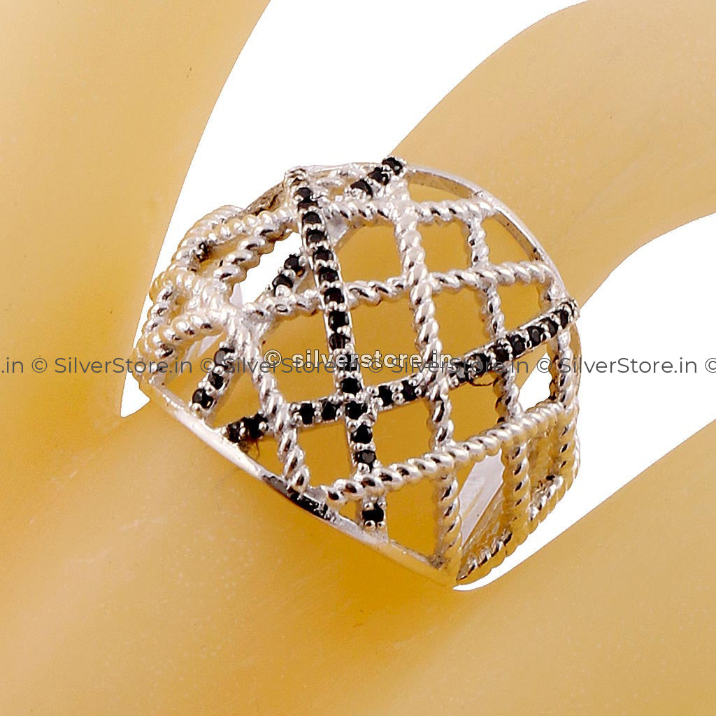 925 Jali Designed Fancy Ring Silver