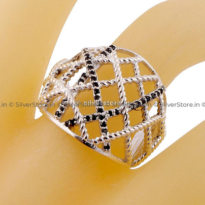 925 Jali Designed Fancy Ring Silver