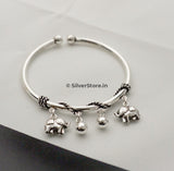 925 Pure Silver Bracelet For Women - Twin Elephant Pattern