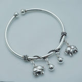 925 Pure Silver Bracelet For Women - Twin Elephant Pattern