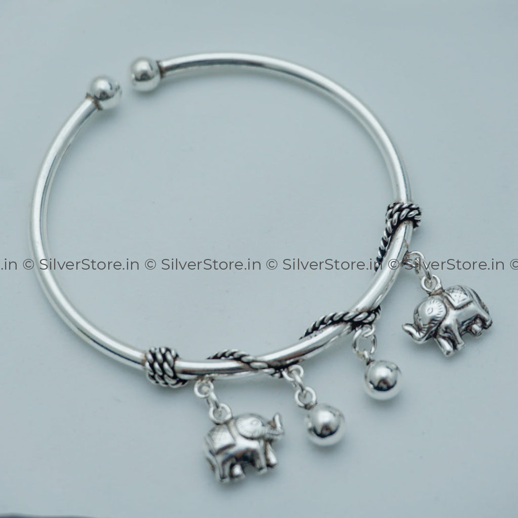 925 Pure Silver Bracelet For Women - Twin Elephant Pattern