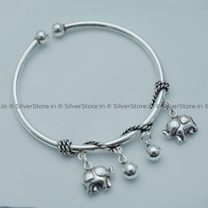 925 Pure Silver Bracelet For Women - Twin Elephant Pattern