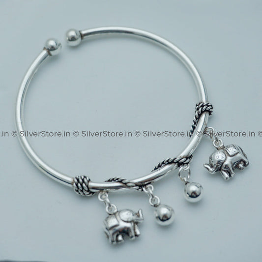 925 Pure Silver Bracelet For Women - Twin Elephant Pattern