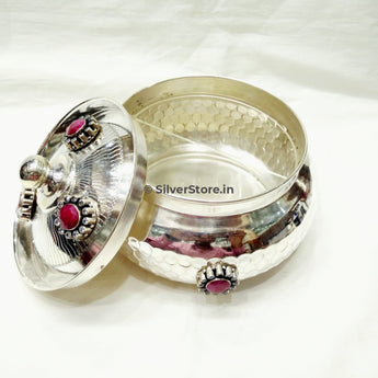 925 Pure Silver Decorative Dry Fruit Box