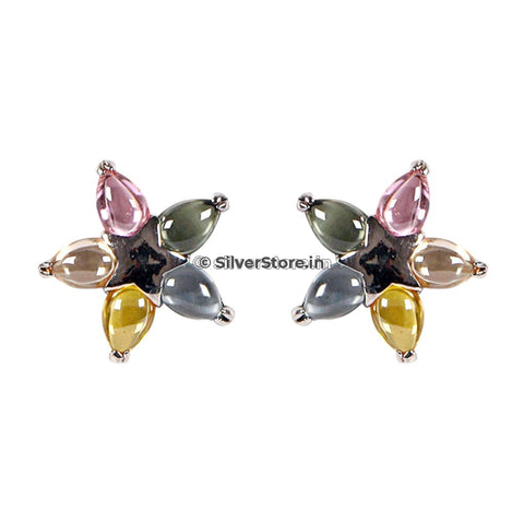 925 Silver Coloured Stone Studs Earing