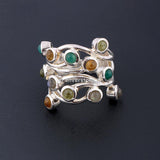 925 Silver Multi-Colour Stone Designer Ring