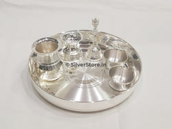 925 Silver Pooja Thali - 6 Size Pack Of Items Pooja