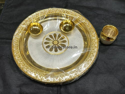 925 Silver Pooja Thali - Gajra Pattern 9 Size Silver
