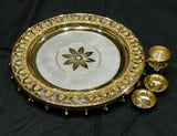 925 Silver Pooja Thali Set - Gajara Pattern 8 Size Pack Of 4 Items