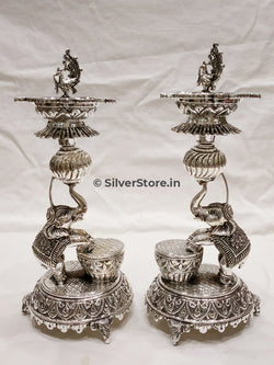 925 Silver - Samay Diya Elephant Pattern Silver