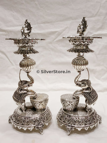 925 Silver - Samay Diya Elephant Pattern Silver