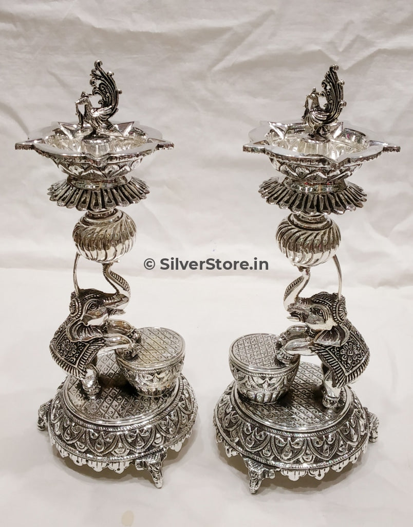 925 silver - Samay Diya - Elephant pattern - 11.5